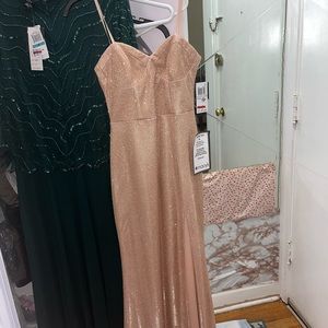 Rose gold sparkly prom dress